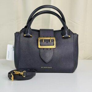 Burberry Black Leather Buckle Shoulder Bag Crossbody with Gold Tone Hardware